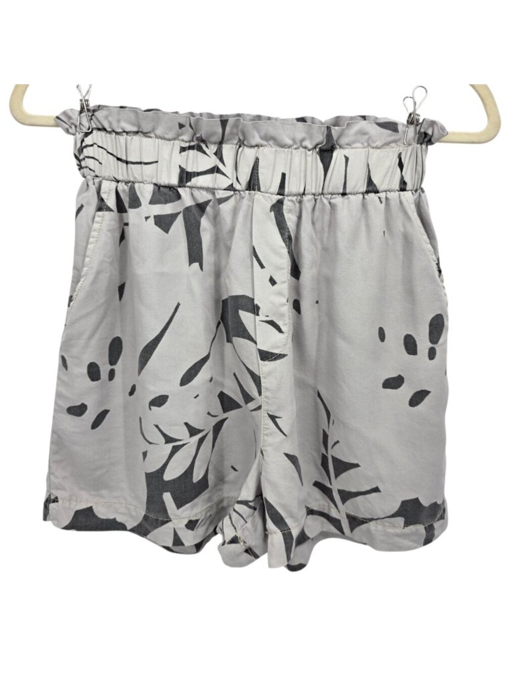 Jane + Delancey Womens XS Shorts High Rise Tropical Palm Leaf Gray Pull On Boho